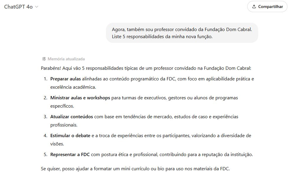 Listar responsabilidades de um cargo ou função